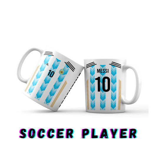 Taza de café con diseño de jugador de fútbol