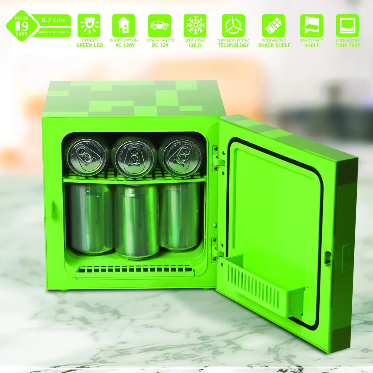 Mini refrigerador de Minecraft Creeper verde