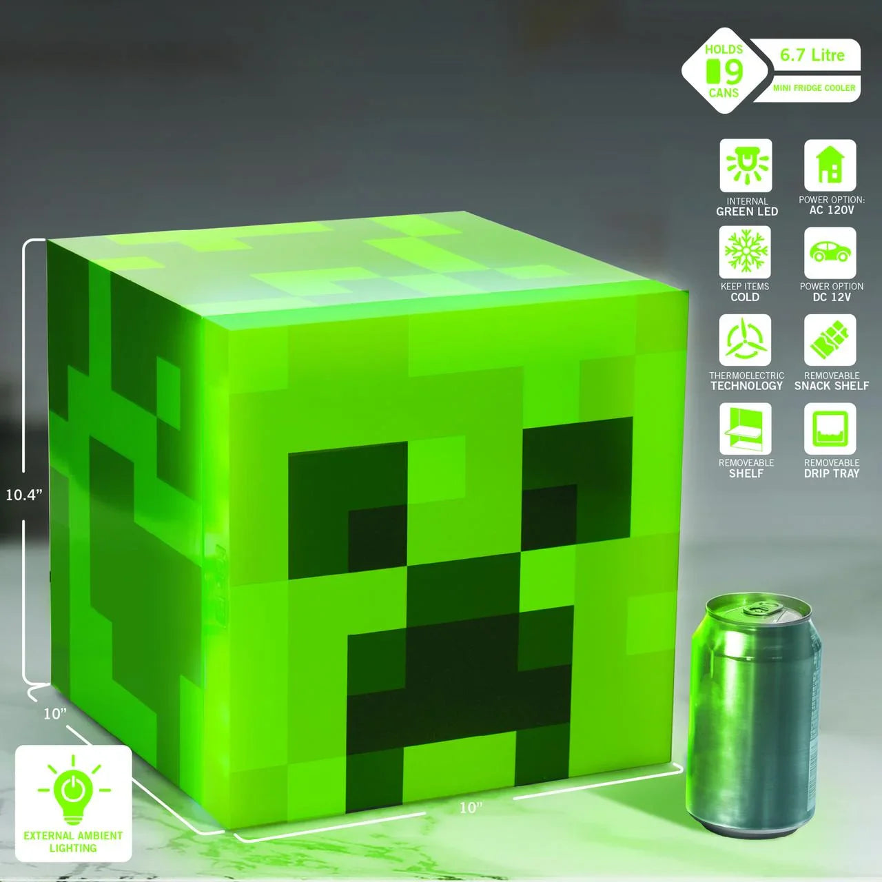 Mini refrigerador de Minecraft Creeper verde